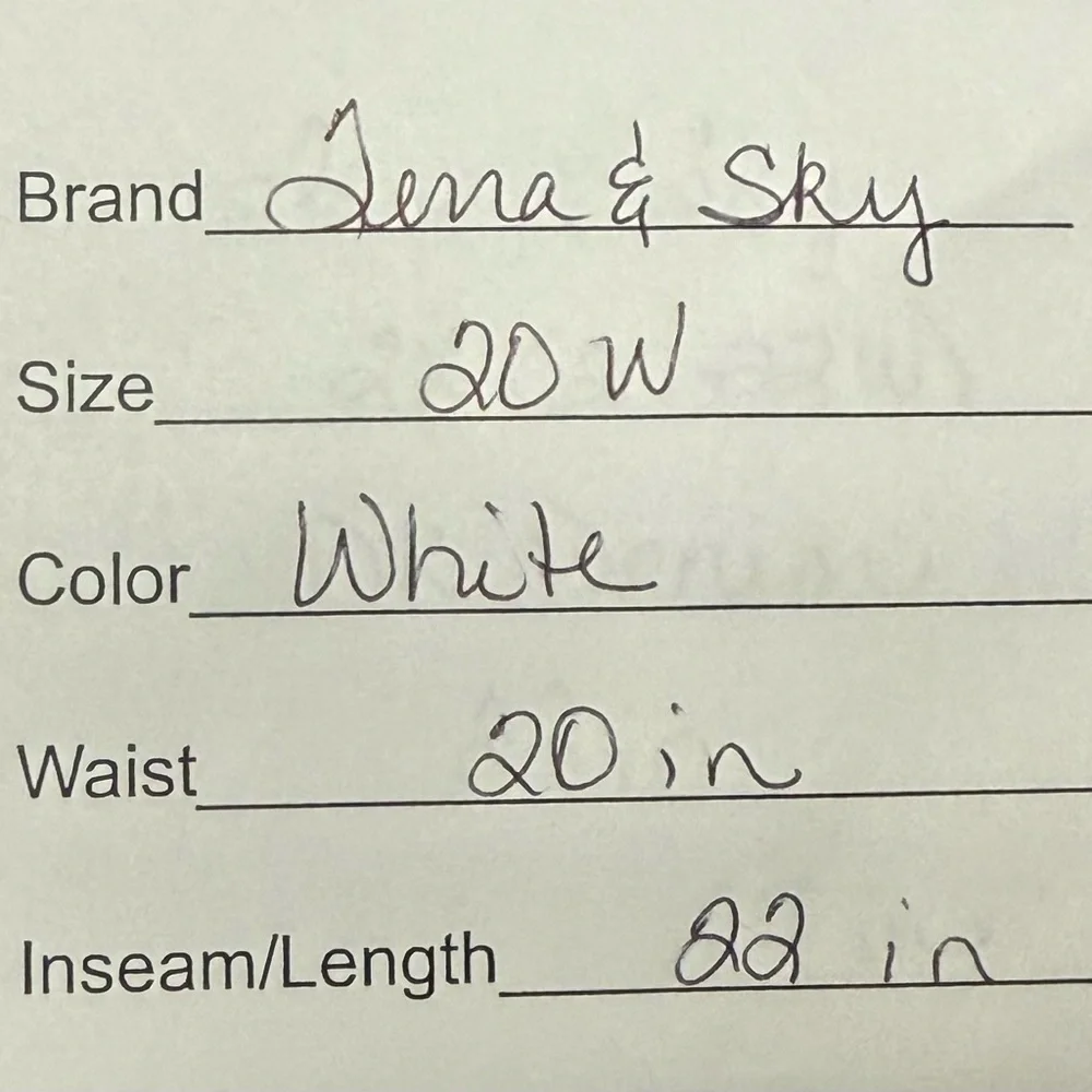 Terra & Sky Plus 20W White Distressed Capri Jeans Rolled Hem Summer Casual - Picture 7 of 7